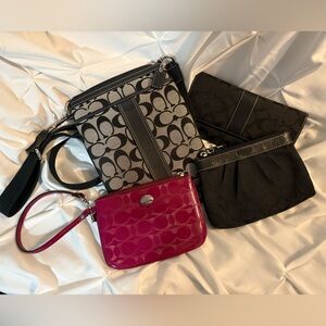 Coach Crossbody Bag Set - Black and Pink